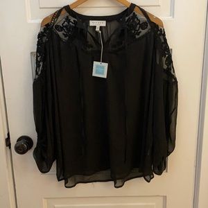 Hayden Los Angeles Sheer Top // Floral Detail